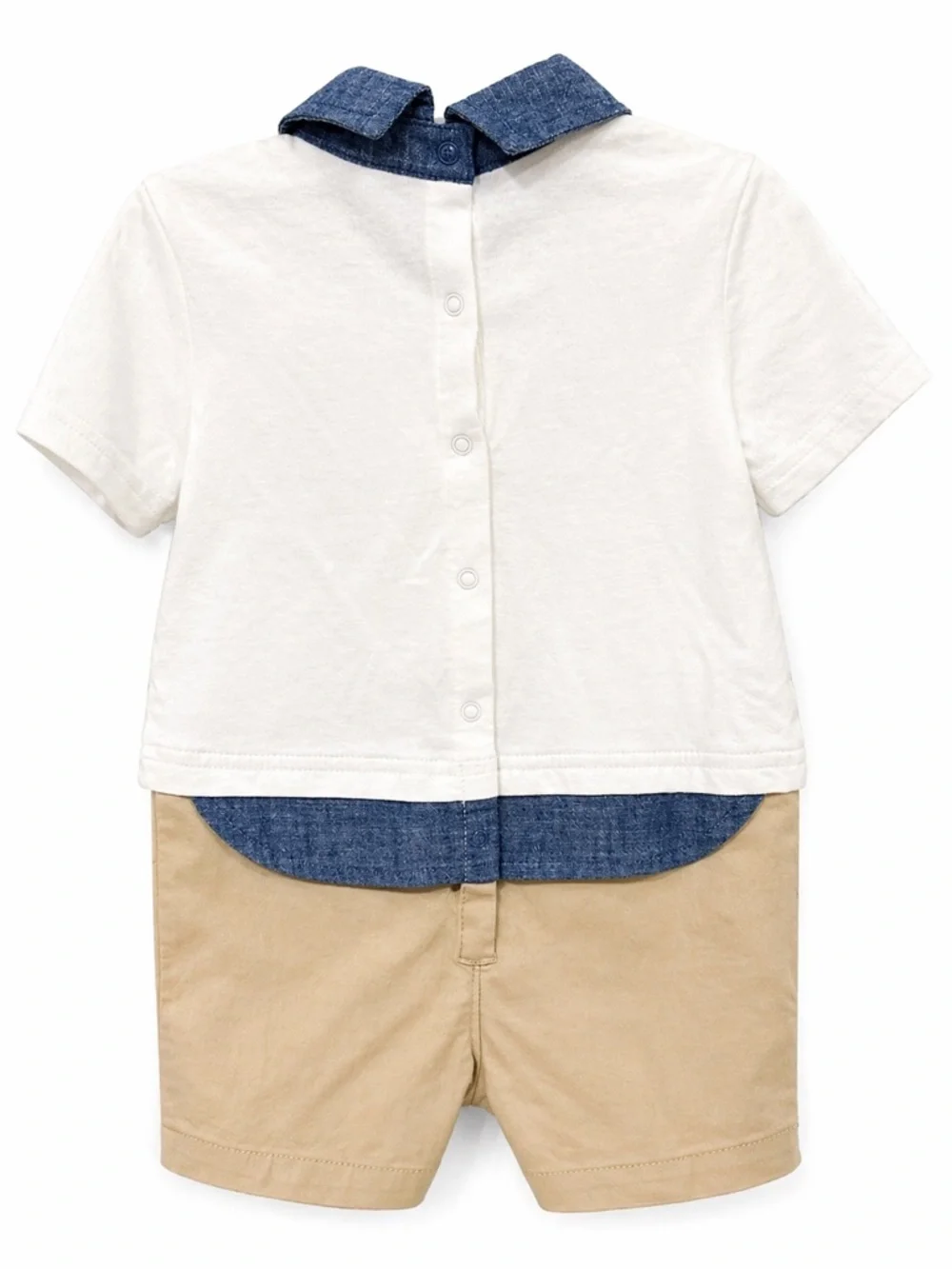 Baby Gap Romper‎ 3–6 Months Chambray Collar Khaki One-Piece NWT